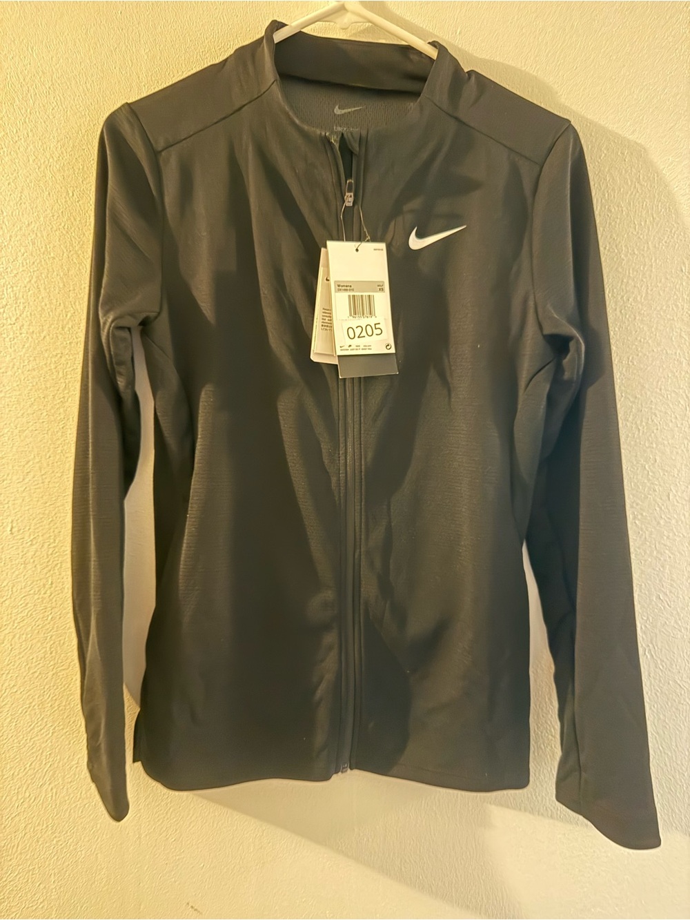Nike Women's Black Full-Zip Training Jacket with White Swoosh